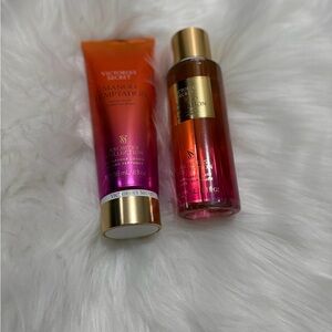 Victoria's Secret Mango Temptation Lotion & Fragrance Mist - Orange, Pink, Gold